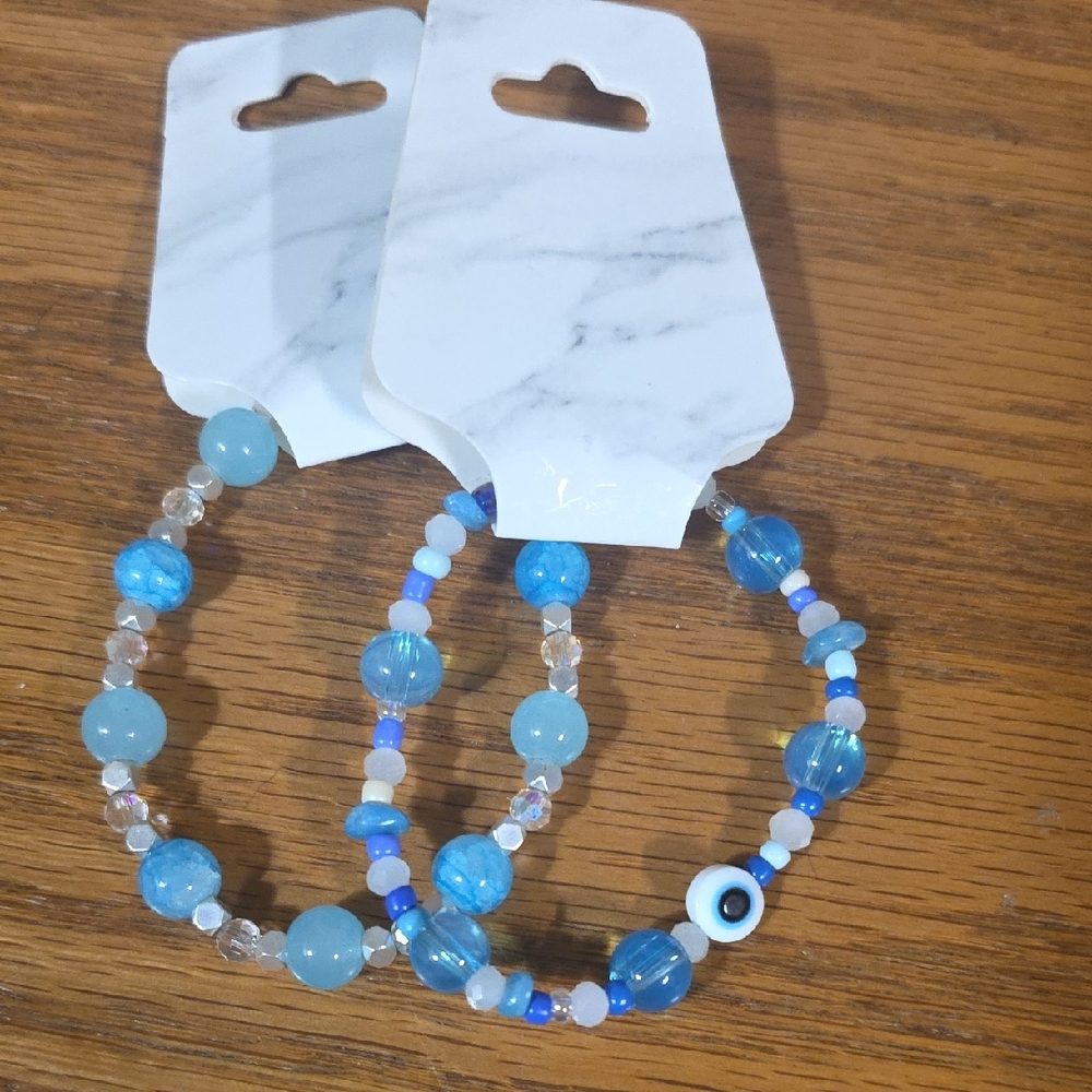 Blue Evil Eye Beaded Bracelet